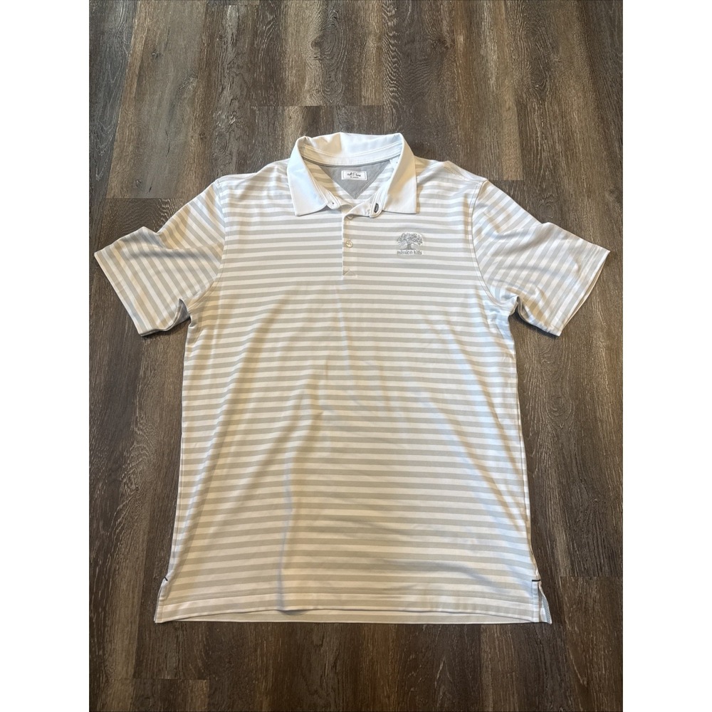 Adidas Adipure Polo Shirt Men's M White Gray Striped Performance Golf Logo